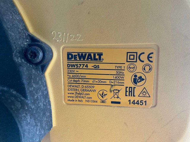 Dewalt dws774-qs afkortcirkelzaagmachine - afbeelding 3 van  4