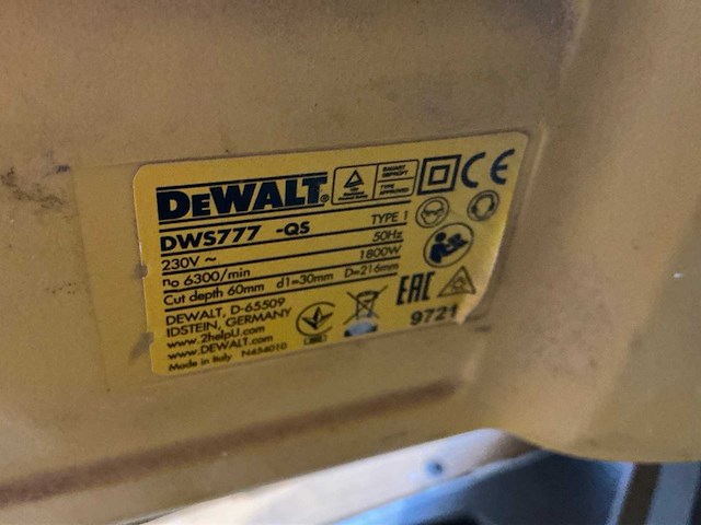 Dewalt dws777-qs afkortcirkelzaagmachine - afbeelding 6 van  6