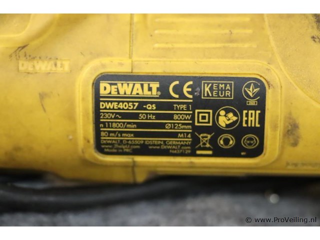 Dewalt haakse slijper dwe4057-qs, type 1, 800w - afbeelding 6 van  6