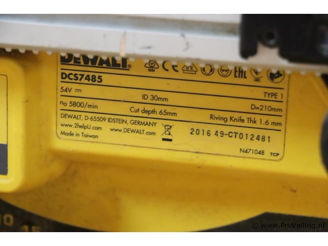 Dewalt xr flexvolt accu tafelzaag dcs7485, 54v, type 1 - afbeelding 9 van  10