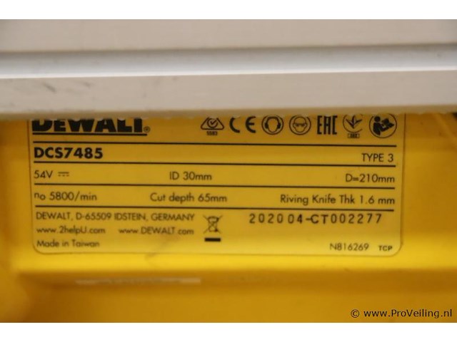 Dewalt xr flexvolt tafelzaag dcs7485, 54v, type 3 - afbeelding 8 van  9
