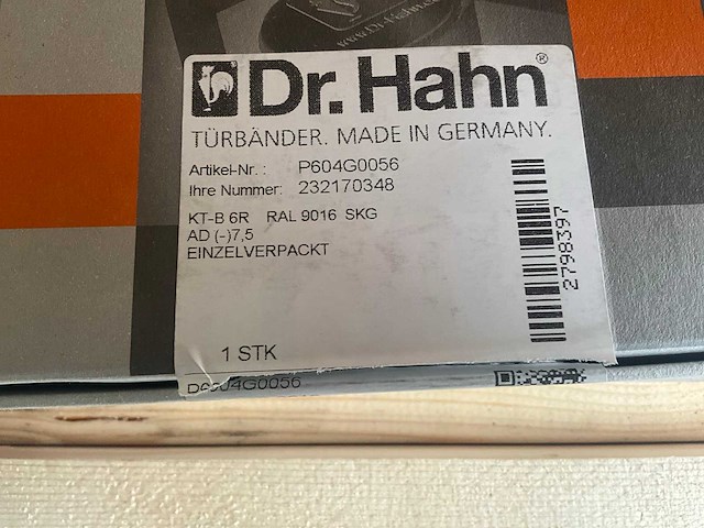 Dhr. hahn - kt-b 6r - deurscharnier ral 9016 skg - deurbeslag (4x) - afbeelding 5 van  9
