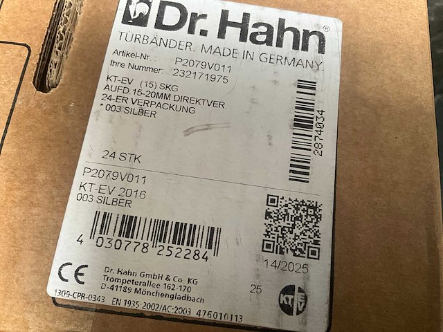 Dhr. hahn - kt-ev zilver - deurscharnier - deurbeslag (24x) - afbeelding 3 van  8