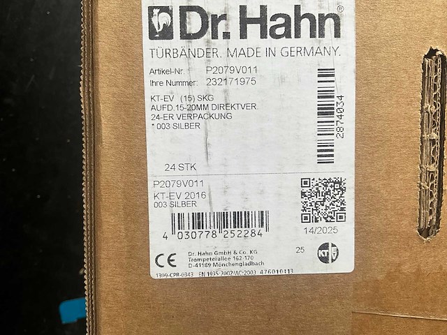 Dhr. hahn - kt-ev zilver - deurscharnier - deurbeslag (24x) - afbeelding 4 van  8