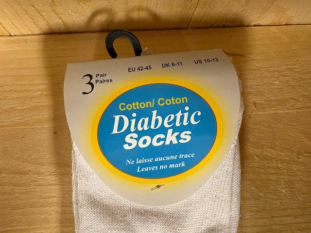 Diabetes sokken katoen - 3 pack / wit (200x) - afbeelding 3 van  4