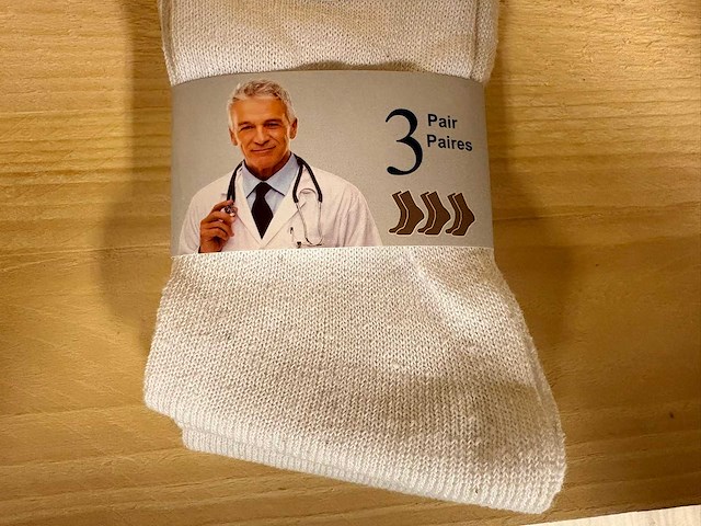 Diabetes sokken katoen - 3 pack / wit (400x) - afbeelding 3 van  3