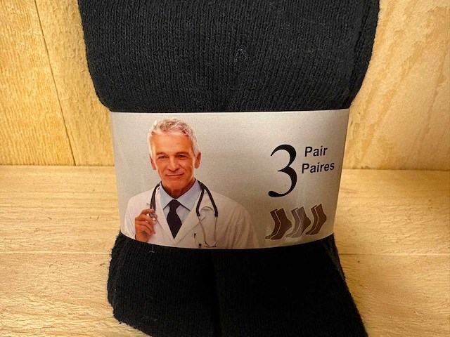 Diabetes sokken katoen - 3 pack / zwart (200x) - afbeelding 1 van  1