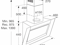 Diagonale wandafzuigkap atag, ws90292fm, zwart - afbeelding 3 van  3