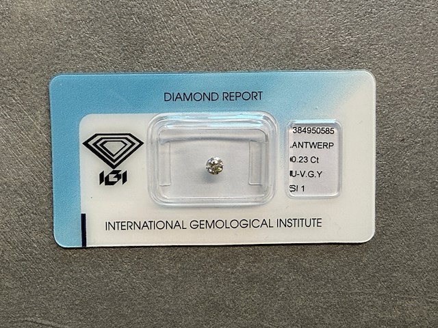 Diamant - 0.23 carat natuurlijke diamant (gecertificeerd) - afbeelding 1 van  3