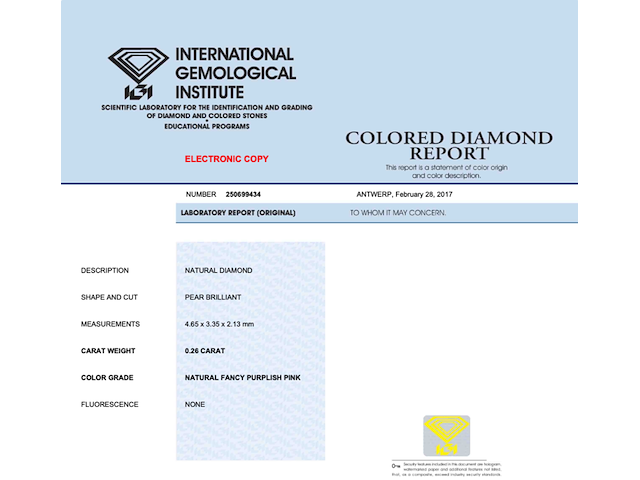 Diamant - 0.26 carat natuurlijke diamant peer geslepen (gecertificeerd) - afbeelding 3 van  5