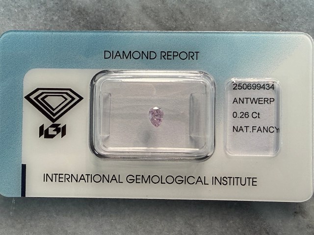 Diamant - 0.26 carat natuurlijke diamant peer geslepen (gecertificeerd) - afbeelding 1 van  3