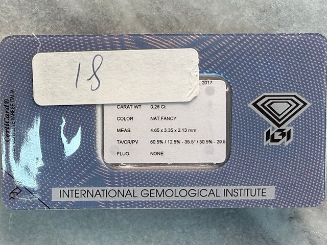 Diamant - 0.26 carat natuurlijke diamant peer geslepen (gecertificeerd) - afbeelding 2 van  3