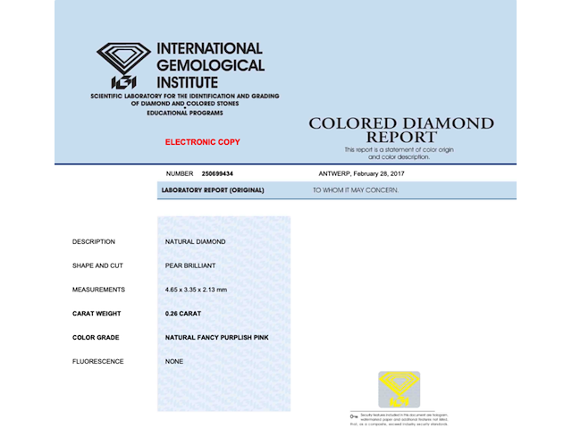 Diamant - 0.26 carat natuurlijke diamant peer geslepen (gecertificeerd) - afbeelding 3 van  3
