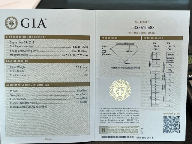 Diamant - 0.29 carat peer geslepen diamant (gecertificeerd) - afbeelding 5 van  5