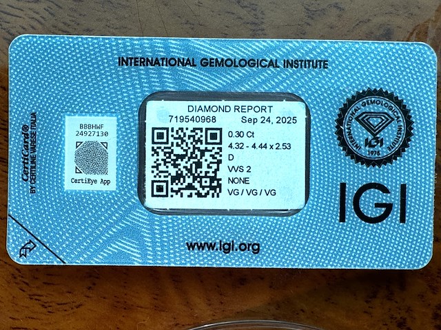 Diamant - 0.30 carat echte natuurlijke starcut briljant geslepen diamant (gecertificeerd) - afbeelding 2 van  5