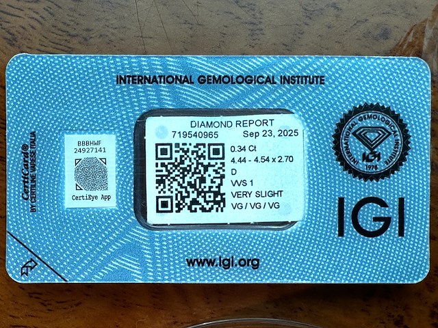 Diamant - 0.34 carat echte natuurlijke starcut briljant geslepen diamant (gecertificeerd) - afbeelding 2 van  5