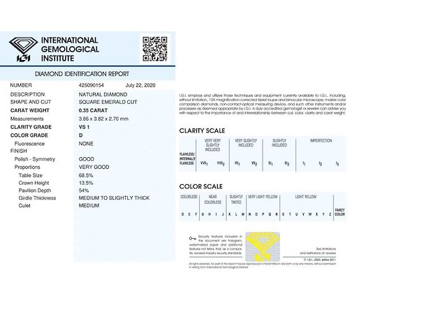 Diamant - 0.35 carat echte diamant (gecertificeerd) - afbeelding 4 van  4