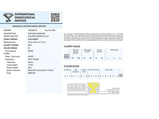 Diamant - 0.35 carat natuurlijke diamant (gecertificeerd) - afbeelding 4 van  4
