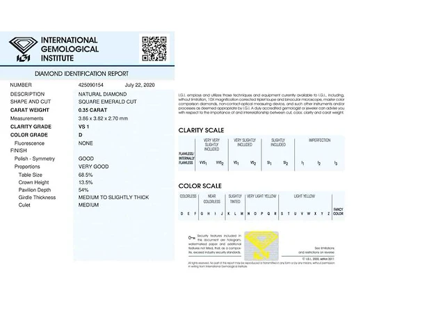 Diamant - 0.35 carat natuurlijke diamant (gecertificeerd) - afbeelding 4 van  6