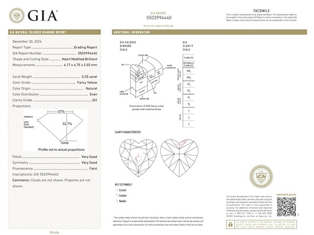 Diamant - 0.35 carat natuurlijke fancy colour diamant (gecertificeerd) - afbeelding 4 van  4