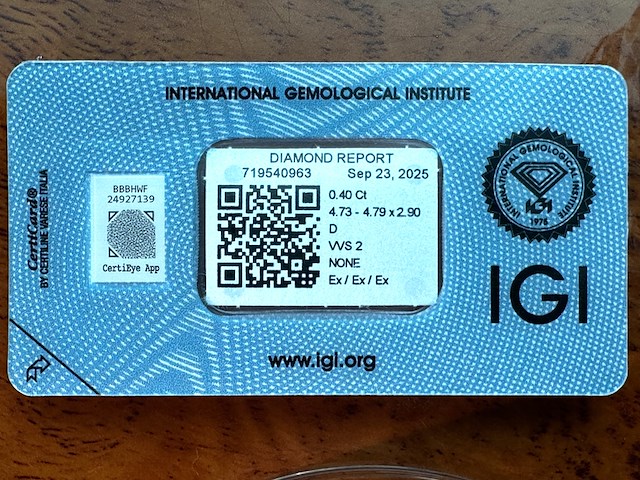 Diamant - 0.40 carat echte natuurlijke starcut briljant geslepen diamant (gecertificeerd) - afbeelding 2 van  5