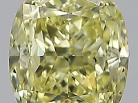 Diamant - 0.40 carat fancy geel kussenvorm geslepen diamant met een gia certificaat (gecertificeerd) - afbeelding 1 van  5
