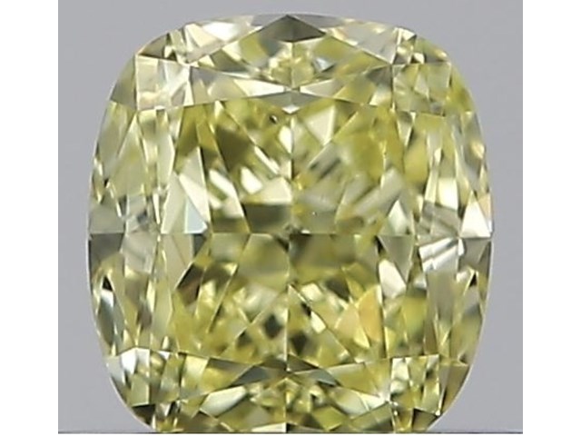 Diamant - 0.40 carat fancy geel kussenvorm geslepen diamant met een gia certificaat (gecertificeerd) - afbeelding 1 van  3