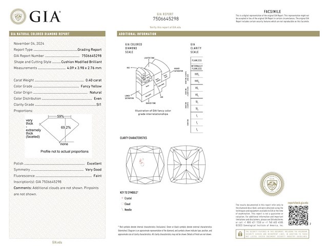 Diamant - 0.40 carat natuurlijke fancy colour diamant (gecertificeerd) - afbeelding 4 van  6