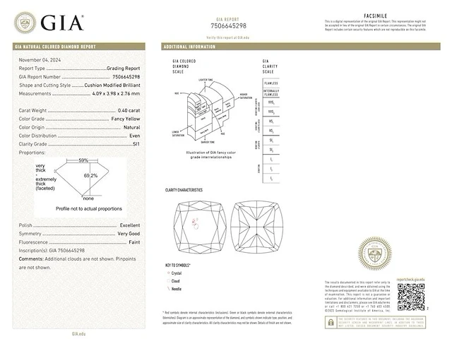 Diamant - 0.40 carat natuurlijke fancy colour diamant (gecertificeerd) - afbeelding 4 van  6
