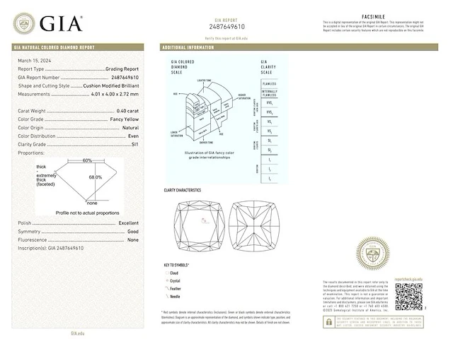 Diamant - 0.40 carat natuurlijke fancy colour diamant (gecertificeerd) - afbeelding 4 van  6