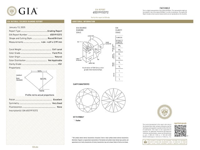 Diamant - 0.41 carat natuurlijke briljant geslepen roze diamant (gecertificeerd) - afbeelding 3 van  6