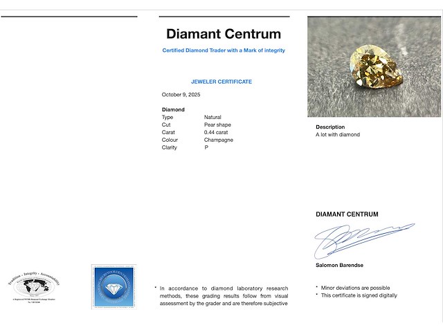 Diamant - 0.44 carat natuurlijke diamant - afbeelding 3 van  4