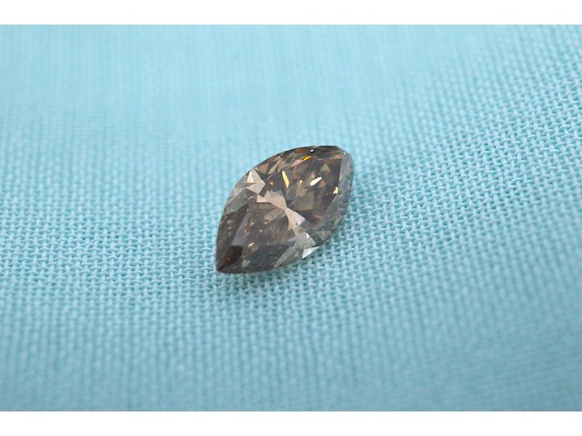 Diamant - 0.49 carat natuurlijke champagne gekleurde marquise diamant (gecertificeerd) - afbeelding 2 van  5