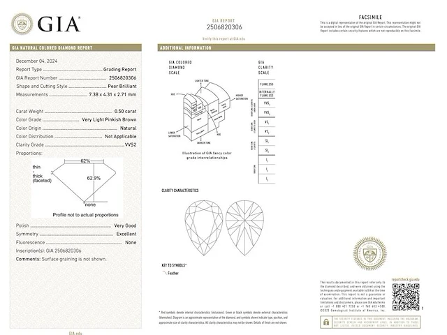 Diamant - 0.50 carat natuurlijke fancy colour diamant (gecertificeerd) - afbeelding 4 van  6