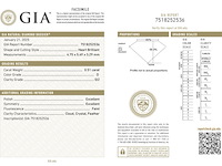Diamant - 0.51 carat hart vorm geslepen diamant met een gia certificaat (gecertificeerd) - afbeelding 3 van  5