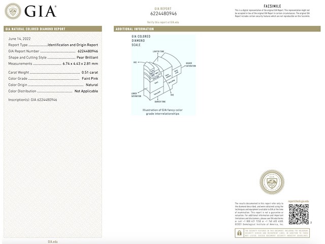 Diamant - 0.51 carat peer geslepen diamant (gecertificeerd) - afbeelding 3 van  3