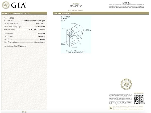Diamant - 0.51 carat peer geslepen diamant (gecertificeerd) - afbeelding 3 van  5