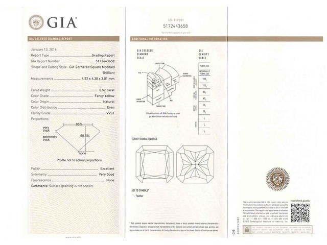 Diamant - 0.52 carat natuurlijke fancy diamant (gecertificeerd) - afbeelding 3 van  5
