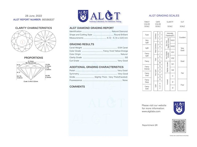 Diamant - 0.54 carat natuurlijke diamant (gecertificeerd) - afbeelding 3 van  3