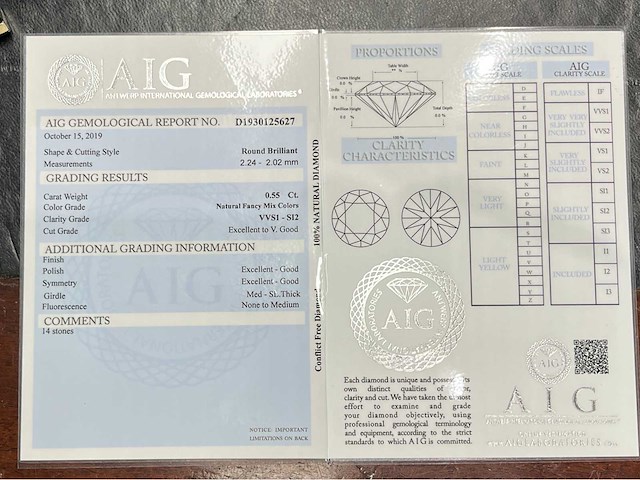 Diamant - 0.55 carat natuurlijk gekleurde diamant (gecertificeerd) - afbeelding 4 van  4