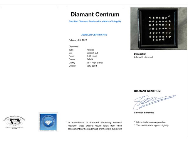 Diamant - 0.67 carat echte diamant - afbeelding 3 van  3