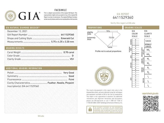 Diamant - 0.70 carat diamant (gecertificeerd) - afbeelding 4 van  4