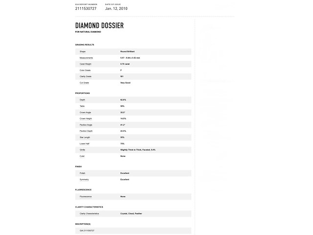 Diamant - 0.70 carat natuurlijke briljant geslepen diamant - afbeelding 3 van  5