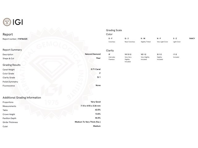 Diamant - 0.71 carat echte diamant (gecertificeerd) - afbeelding 3 van  5