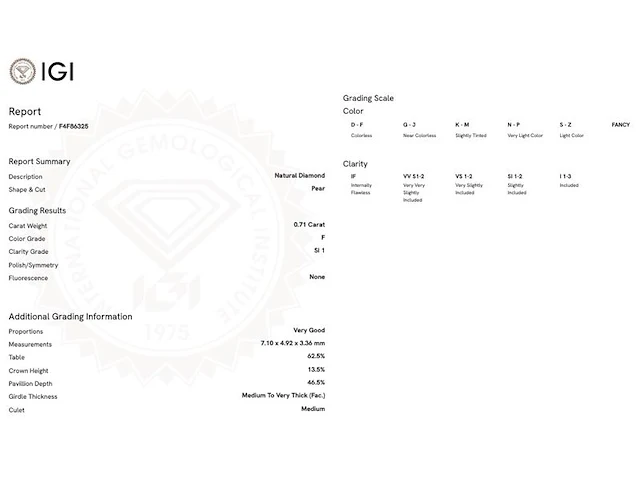 Diamant - 0.71 carat natuurlijke diamant (gecertificeerd) - afbeelding 3 van  5