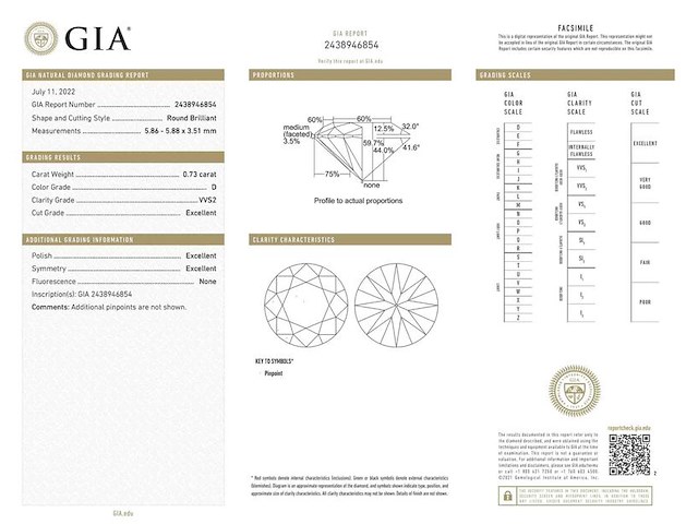 Diamant - 0.73 carat natuurlijke diamant (gecertificeerd) - afbeelding 3 van  5