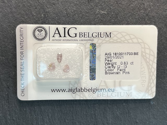 Diamant - 0.83 carat natuurlijk roze diamant (gecertificeerd) - afbeelding 1 van  4