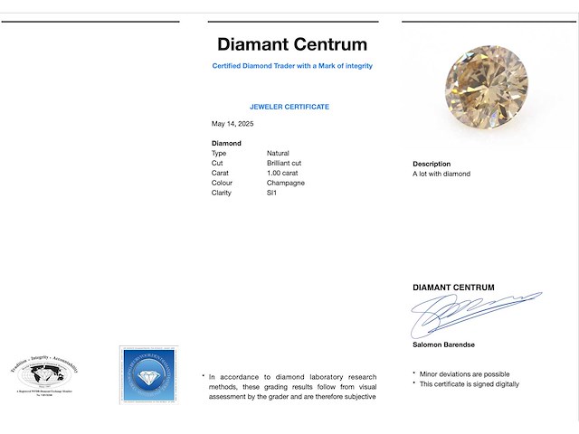 Diamant - 1.00 carat echte fancy gekleurde diamant - afbeelding 3 van  4