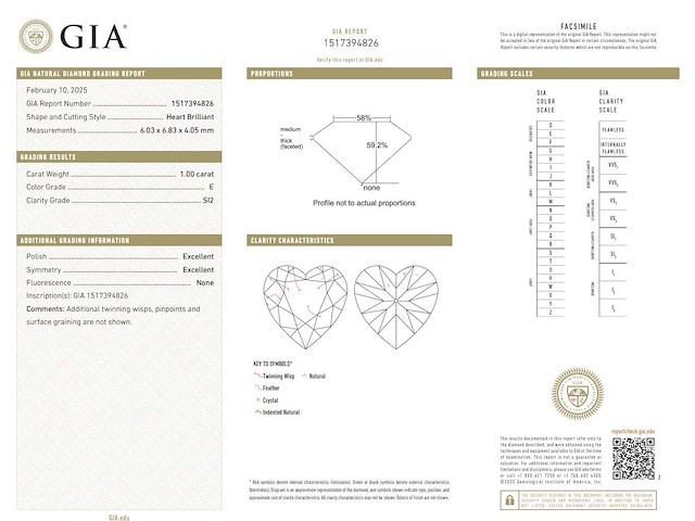 Diamant - 1.00 carat echte natuurlijke hart geslepen diamant (gia gecertificeerd) - afbeelding 4 van  6