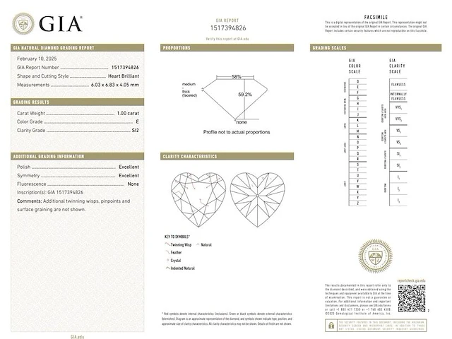 Diamant - 1.00 carat echte natuurlijke hart geslepen diamant (gia gecertificeerd) - afbeelding 3 van  7